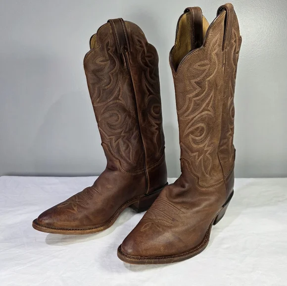 Justin Brown Leather Ebroidered Western Bent Rail Cowgirl Boots. 9.5C - Picture 1 of 11